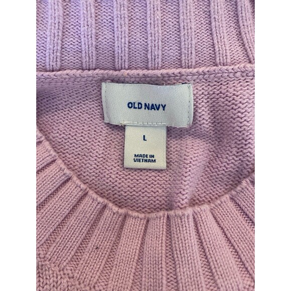 Old Navy Sweater Crewneck Oversized Large Pink Purple Hi Low Hem 55% Cotton - Picture 7 of 11